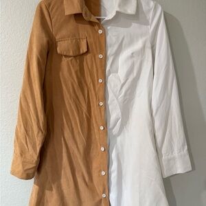 Two-Tone Button-Up Dress